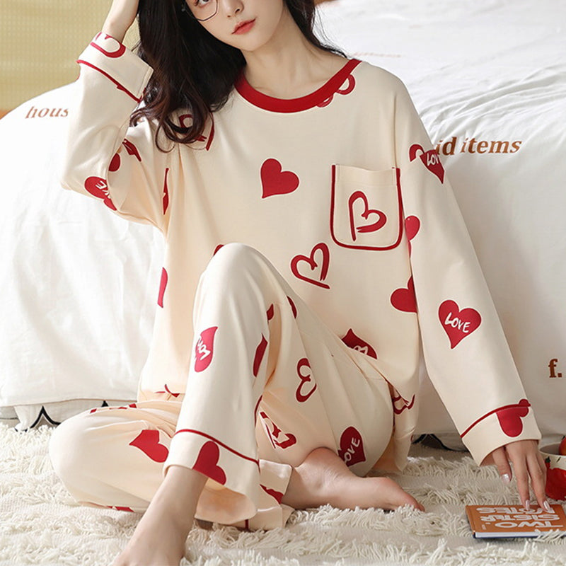 Pyjama Damen langarm mit Print