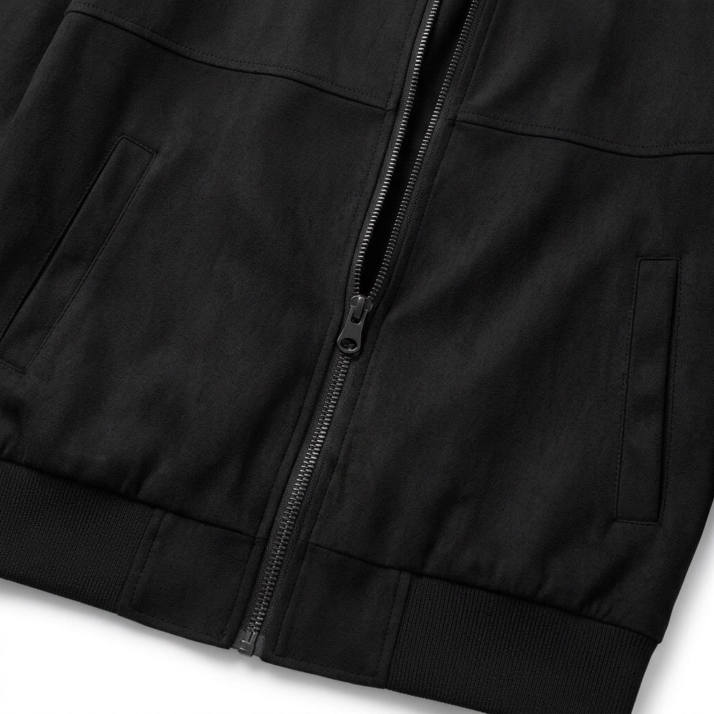 Blouson Herren in Wildlederoptik – mit Stehkragen – Detail