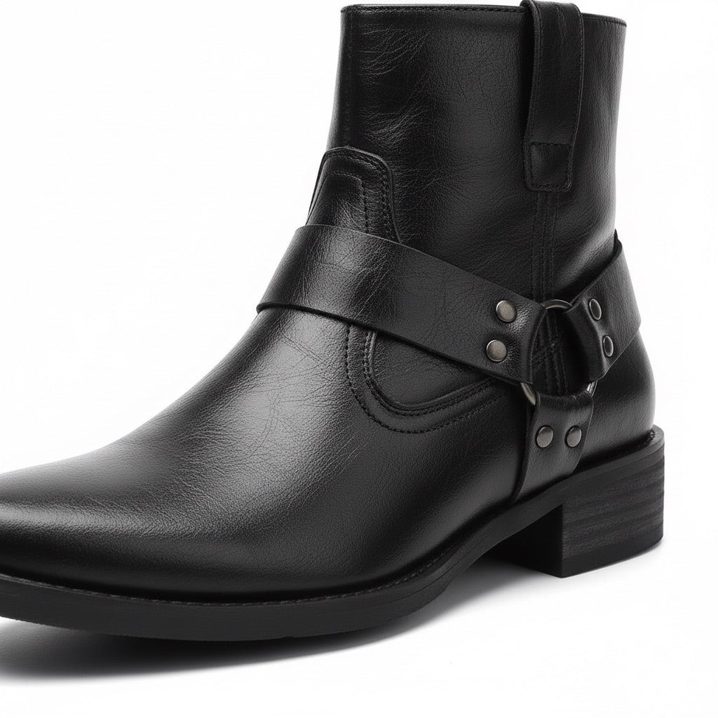 Biker Boots Herren mit Riemen – Vintage Stiefeletten – Detail