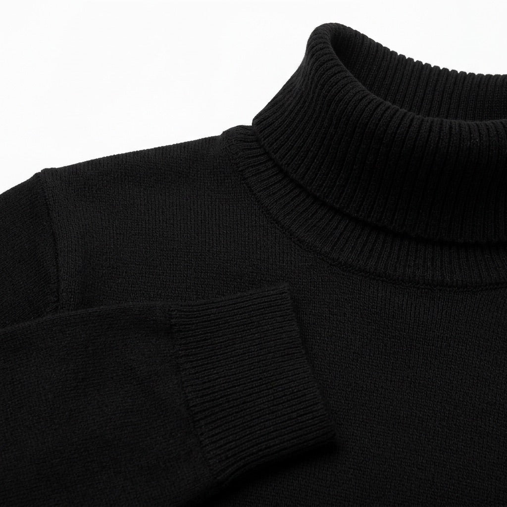 Rollkragenpullover Herren Regular Fit – Klassischer Strickpullover – Detail
