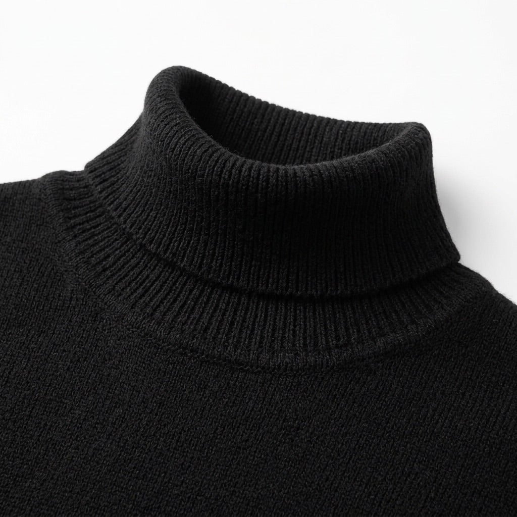 Rollkragenpullover Herren Feinstrick – Zeitloser Basic Pullover – Detail