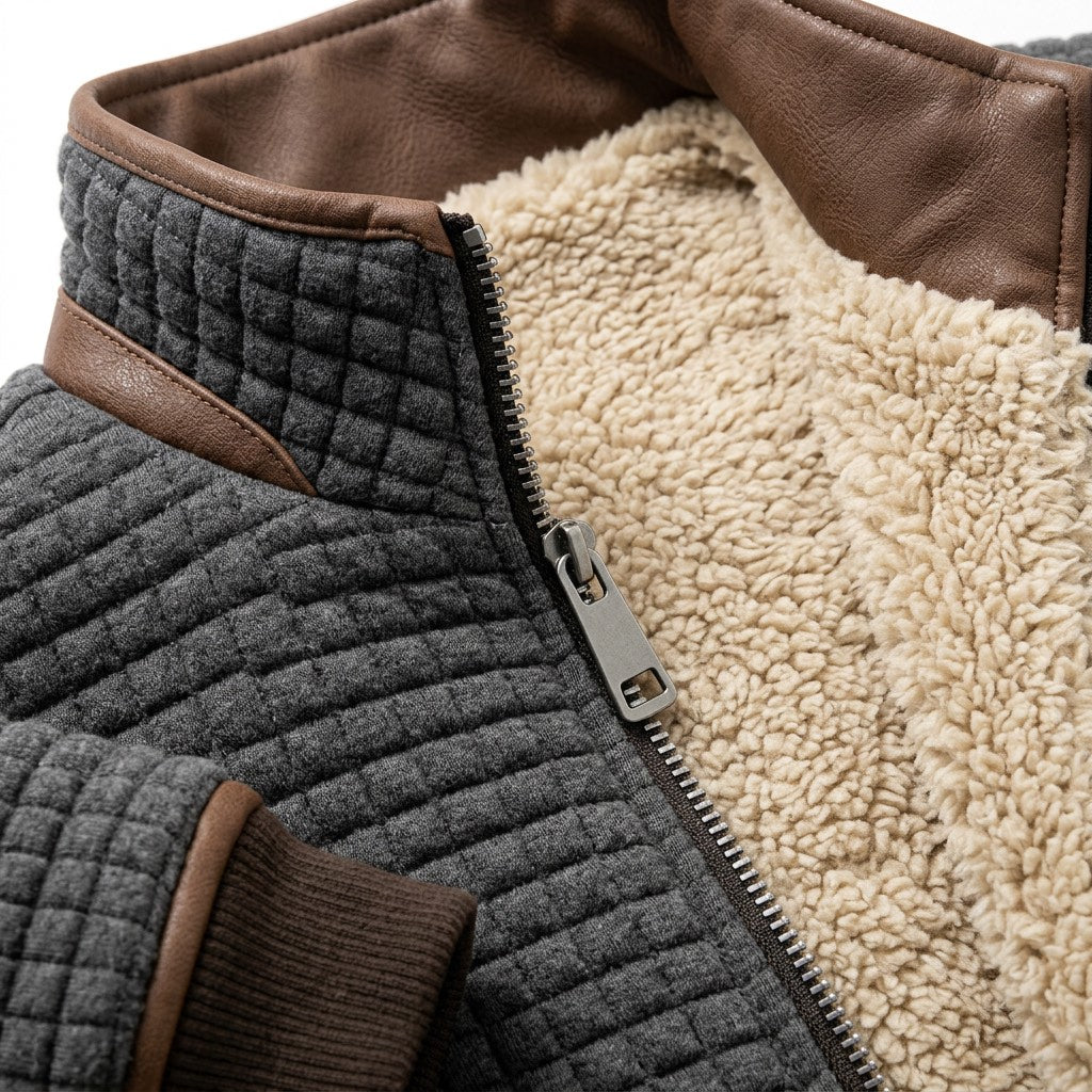 Herren Steppjacke mit Reißverschluss und Stehkragen – Detail