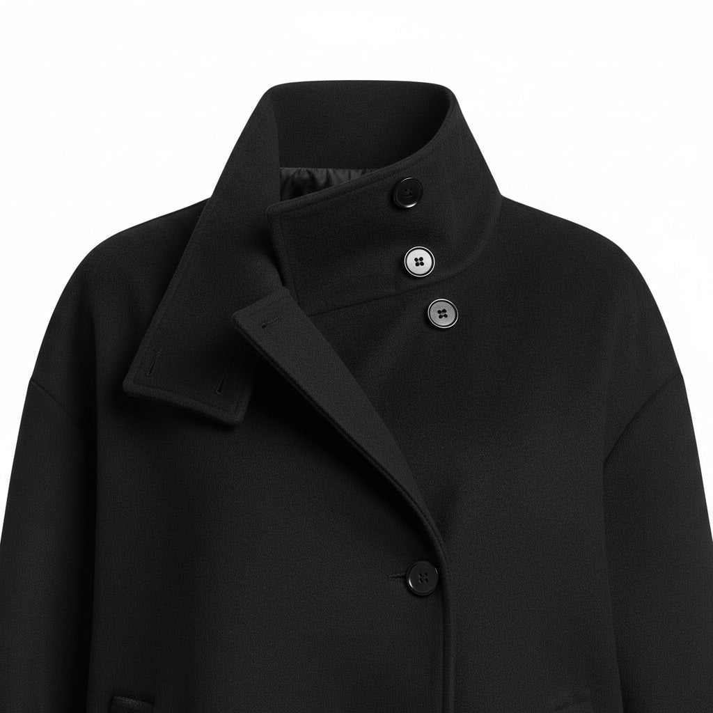 Kurzer Mantel Damen mit Stehkragen – Oversize Kurzjacke – Detail