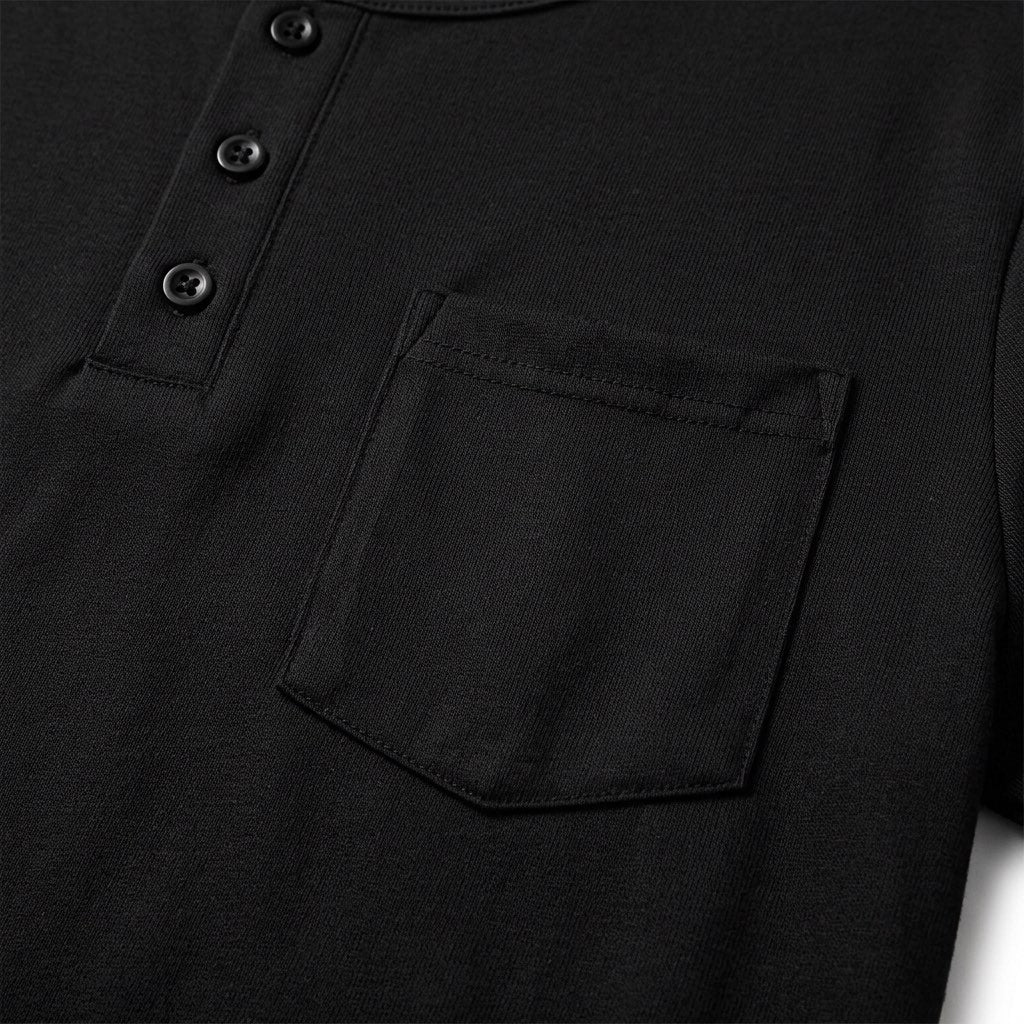 Henley Shirt Herren Langarm – mit Brusttasche – Detail
