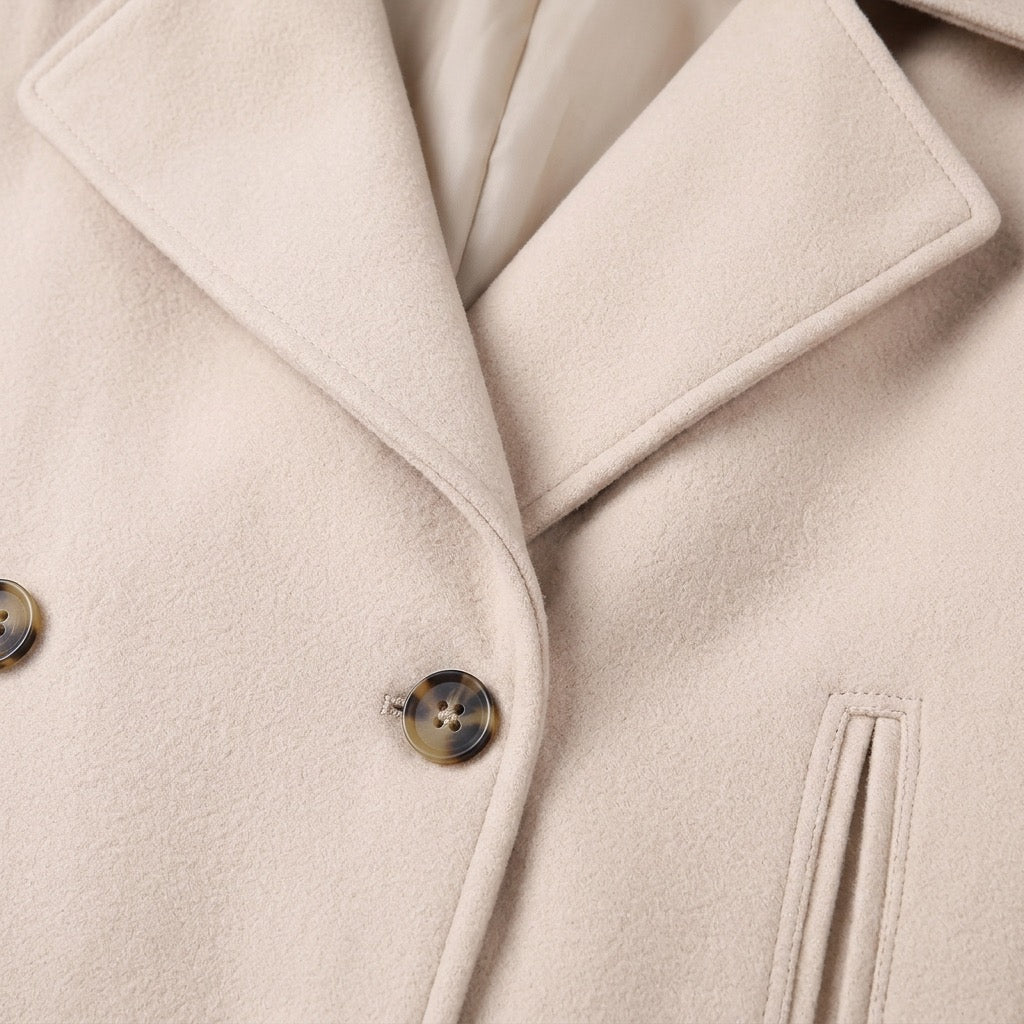 Kurzmantel Damen zweireihig – Jacke mit Reverskragen – Detail