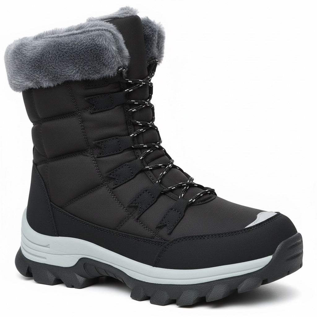 Schneestiefel Damen gefüttert – Winterstiefel mit Fellrand – Detail