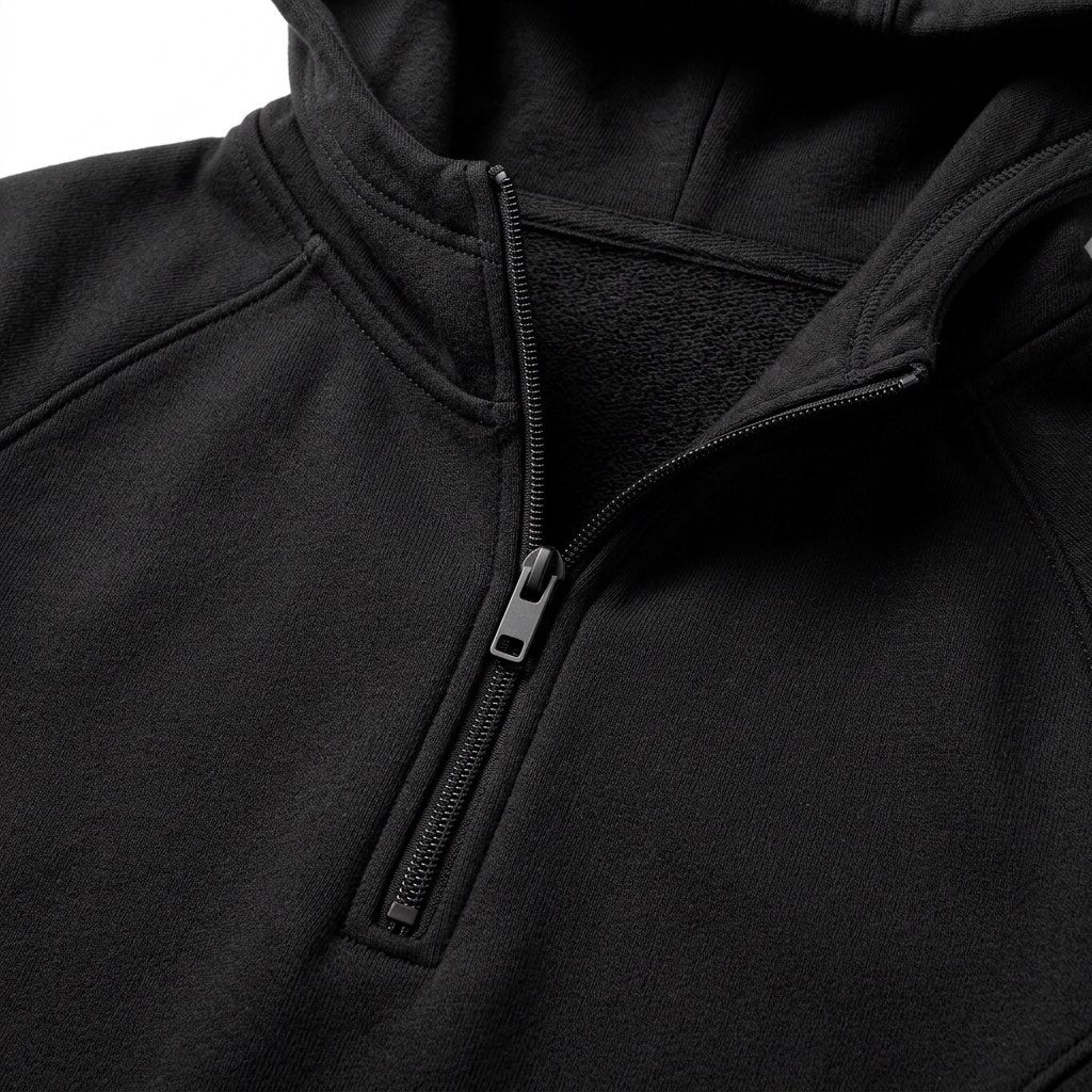 Kapuzenpullover Herren mit Half Zip – Hoodie mit Kängurutasche – Detail