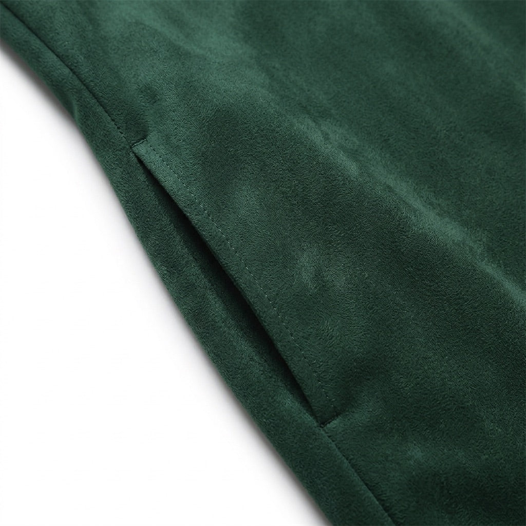 Midikleid Damen in Wildlederoptik – mit Reverskragen – Detail