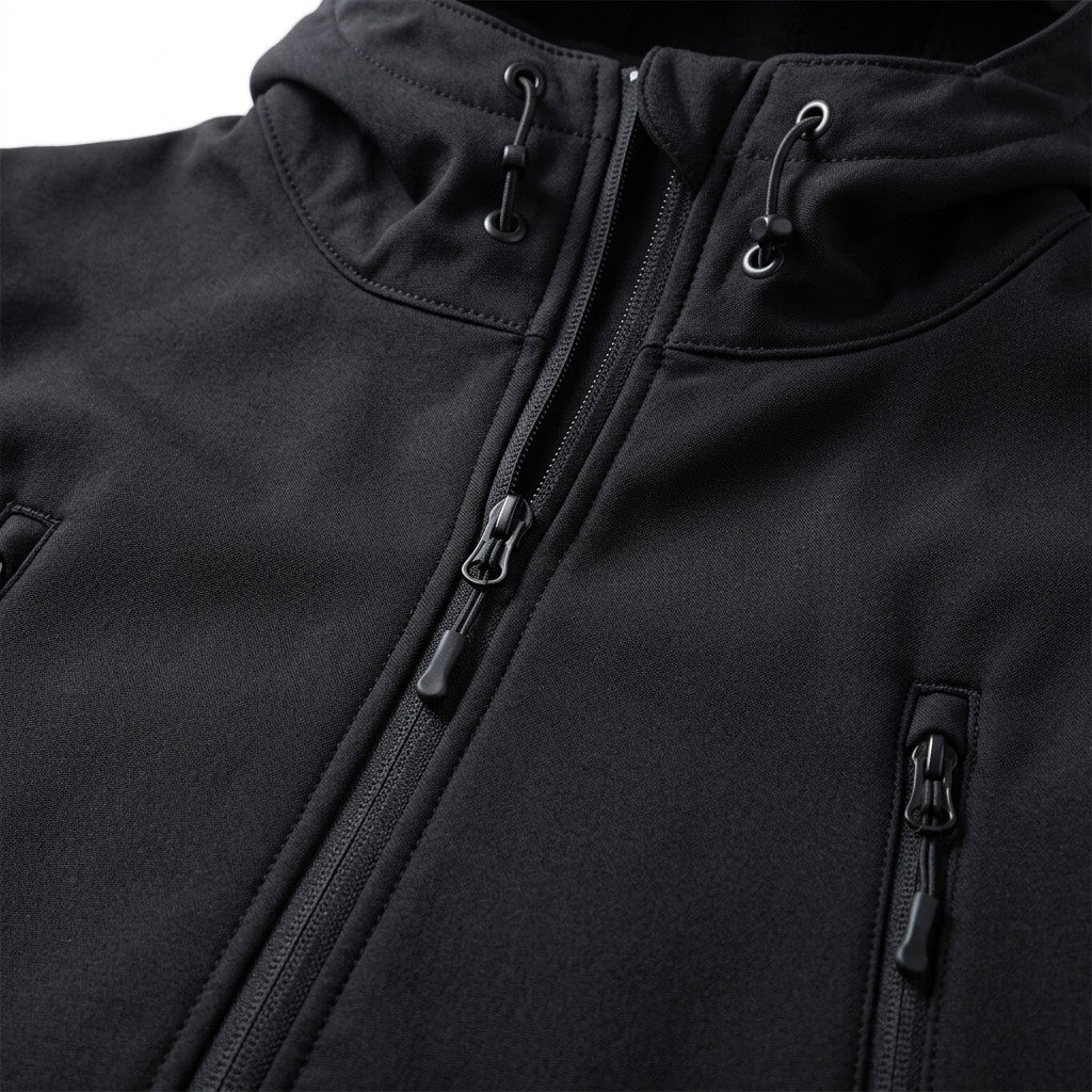 Softshelljacke Herren mit Kapuze – Outdoor Funktionsjacke – Detail