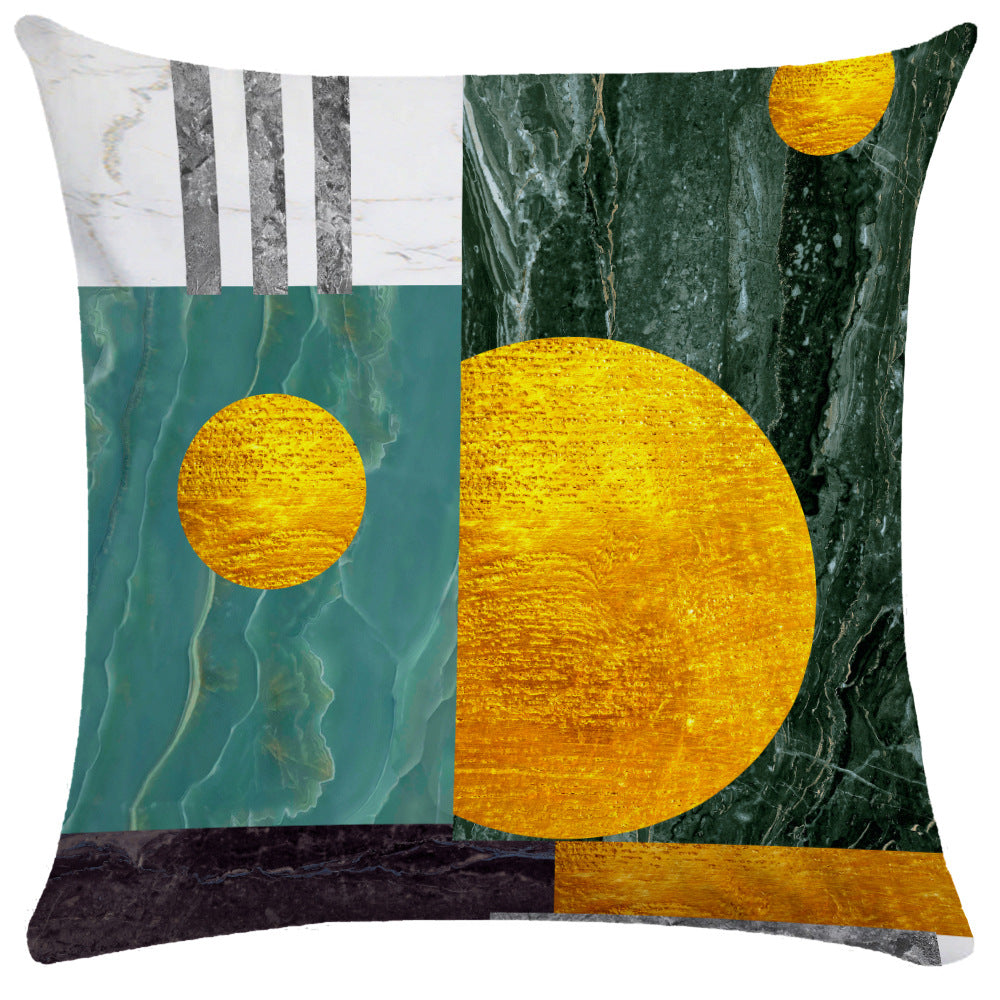Kissenbezug geometrisch 45 x 45 cm – Smaragd-Gold