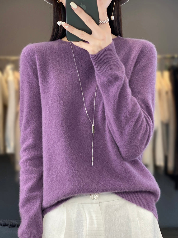 Strickpullover Damen Rundhals in Flieder