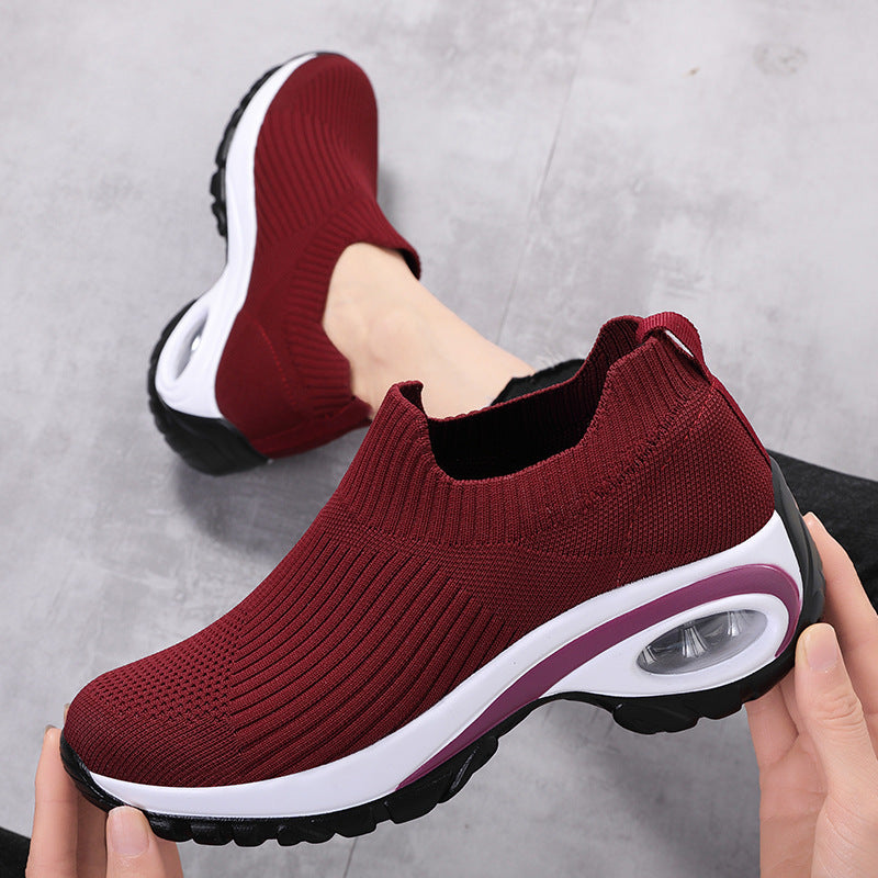Slip-on Sneaker Damen mit Luftpolster-Sohle – Weinrot
