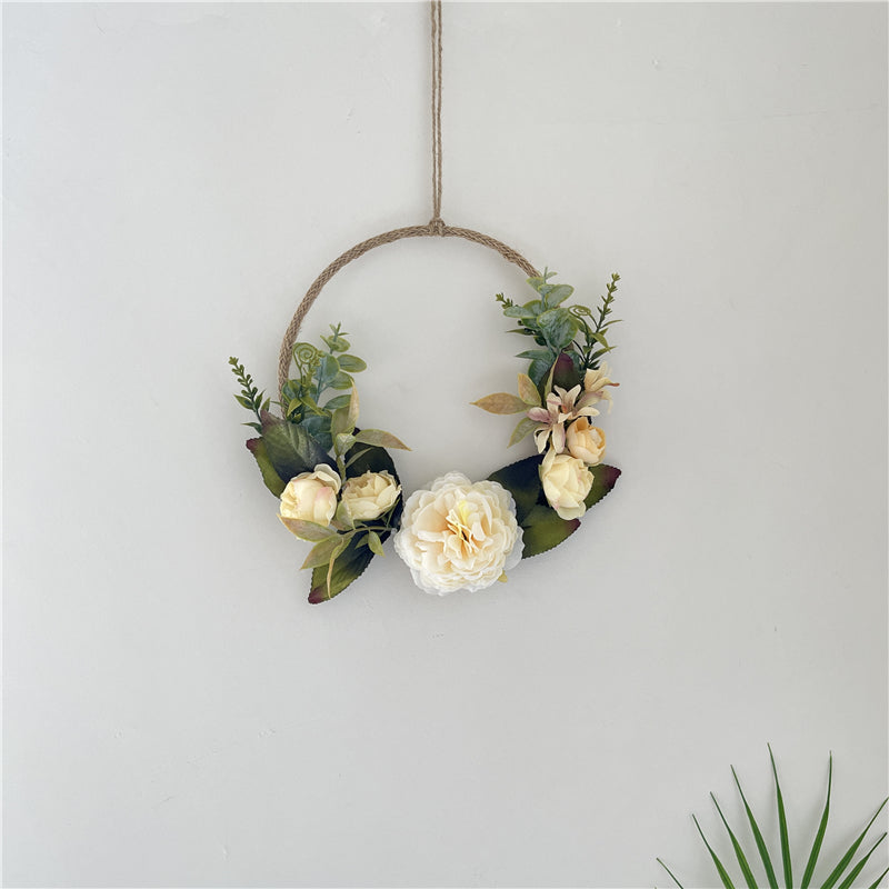 Wandkranz mit Kunstblumen – Champagner-Rosen