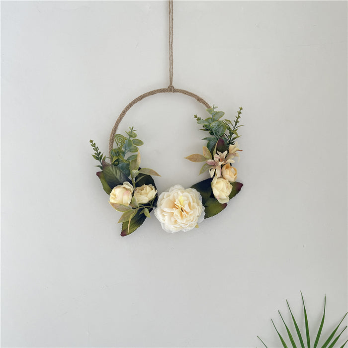 Wandkranz mit Kunstblumen – Champagner-Rosen