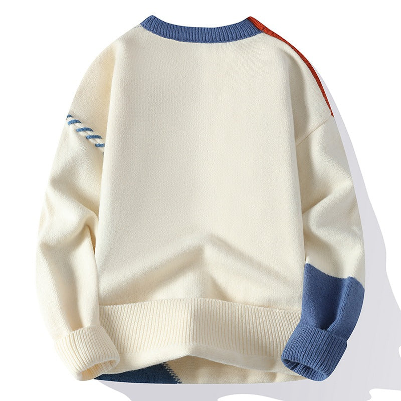 Strickpullover Herren im Patchwork-Design