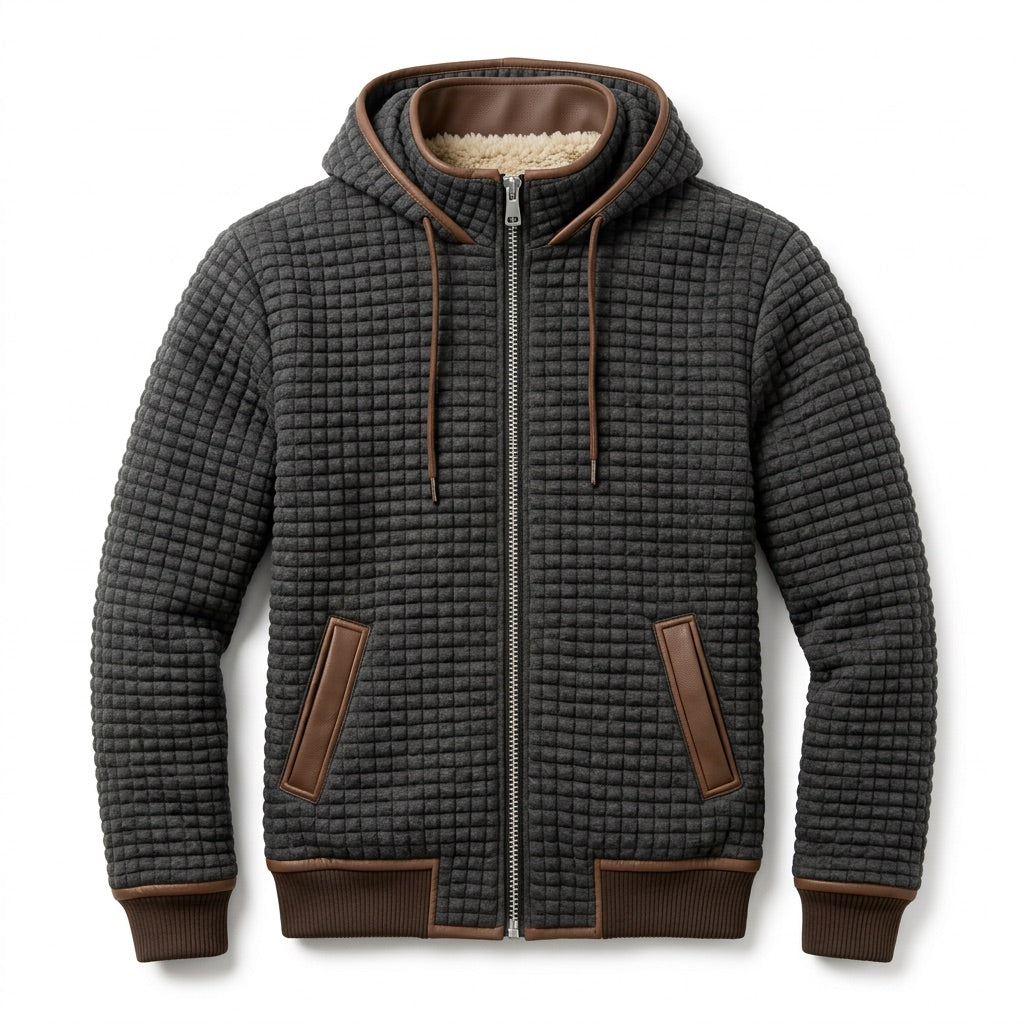 Herren Steppjacke mit Reißverschluss und Stehkragen – Flatlay