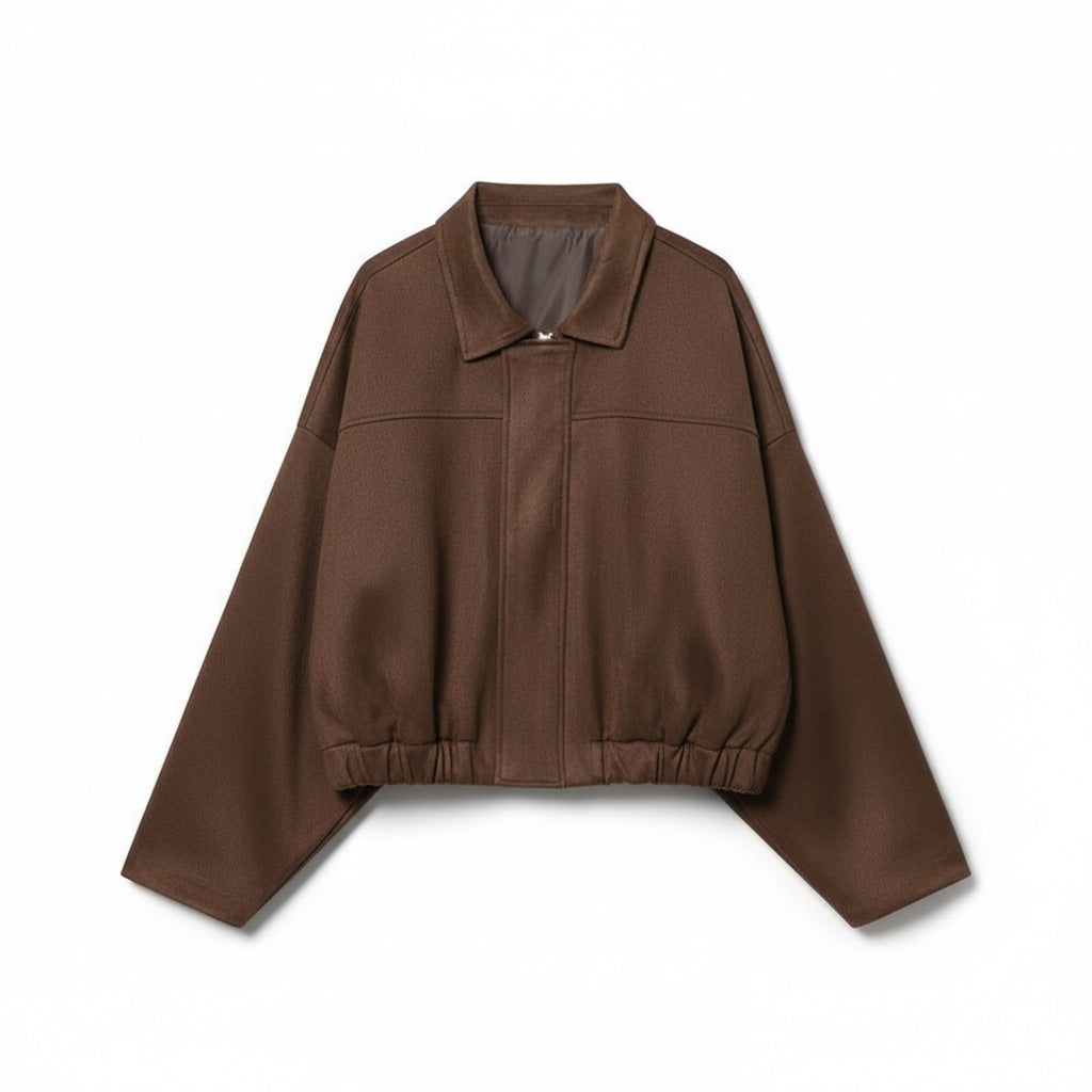 Bomberjacke Damen in Wildlederoptik – oversized – Flatlay