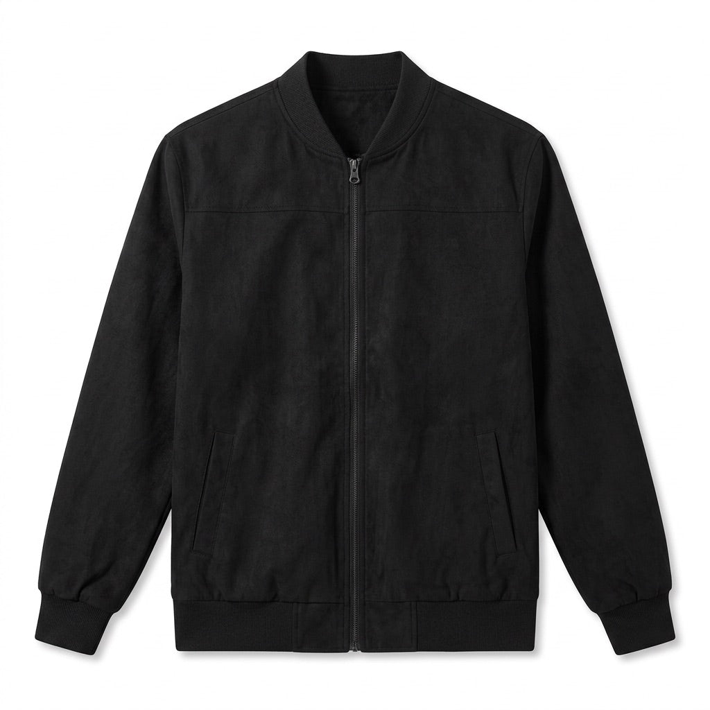 Blouson Herren in Wildlederoptik – mit Stehkragen – Flatlay