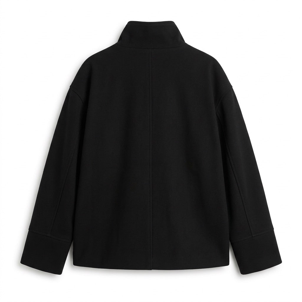Kurzer Mantel Damen mit Stehkragen – Oversize Kurzjacke – Flatlay