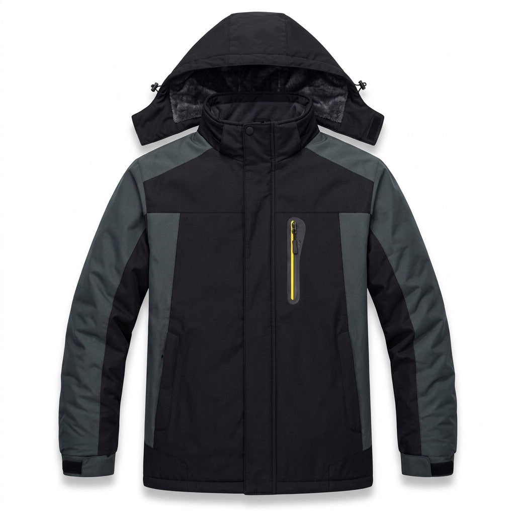 Winterjacke Herren mit Kapuze und Fleecefutter – Outdoorjacke – Flatlay
