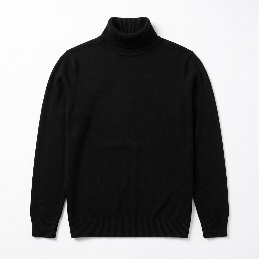 Rollkragenpullover Herren Regular Fit – Klassischer Strickpullover – Flatlay