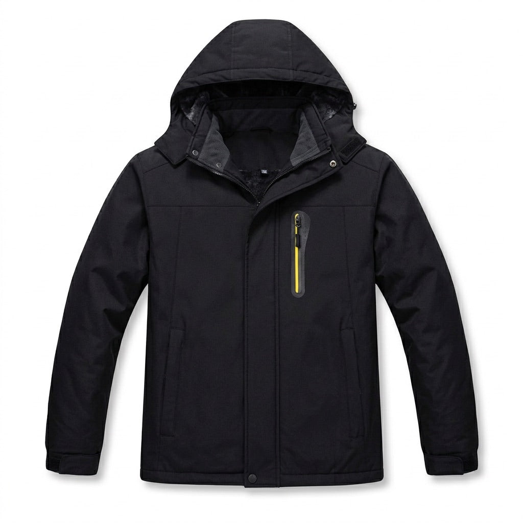 Wasserabweisende Winterjacke mit Fleecefutter für Herren – Flatlay