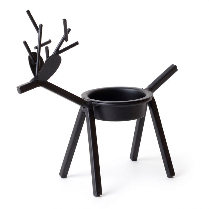 Teelichthalter Hirsch aus Metall – Kerzenhalter in Rentier-Form – Vorderansicht