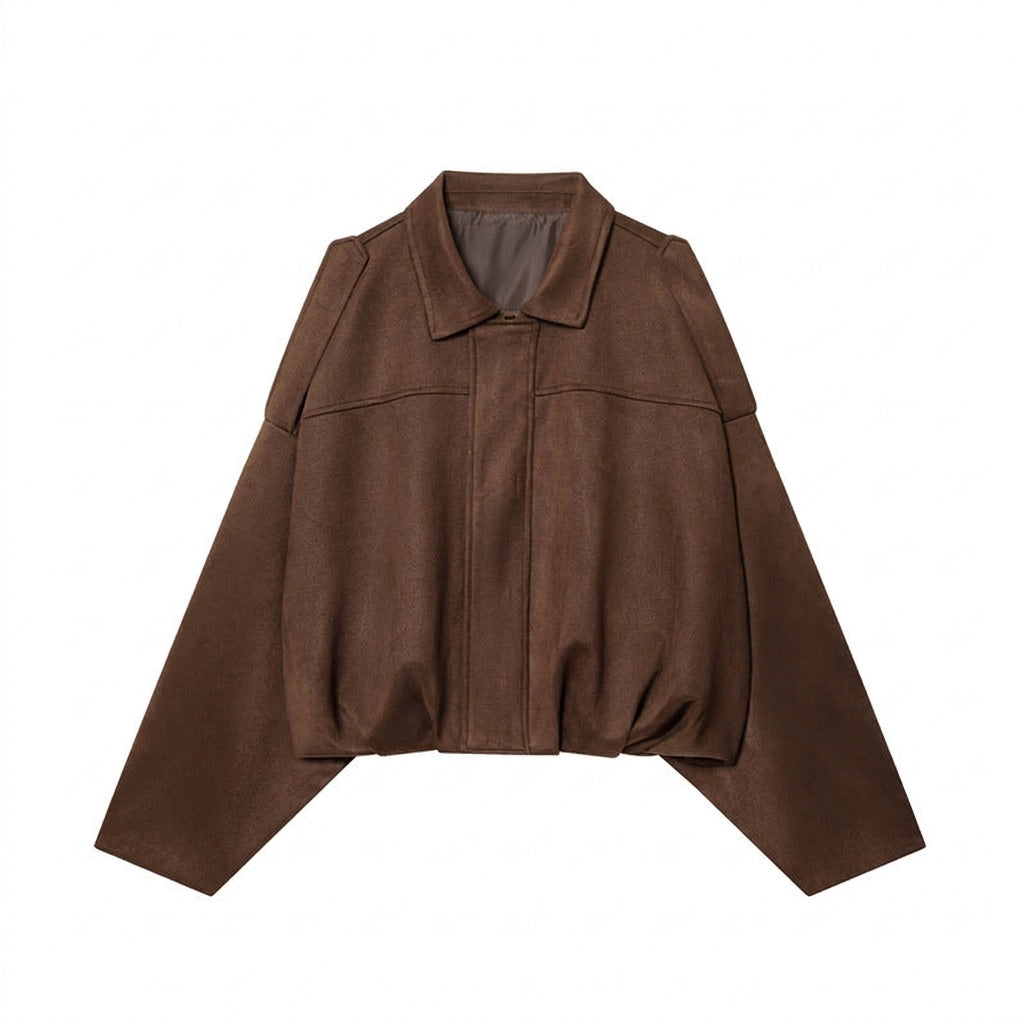 Bomberjacke Damen in Wildlederoptik – oversized – Vorderansicht
