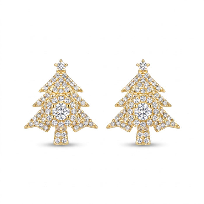 Weihnachtsbaum Ohrstecker Damen – funkelnde Strass-Ohrringe – Vorderansicht