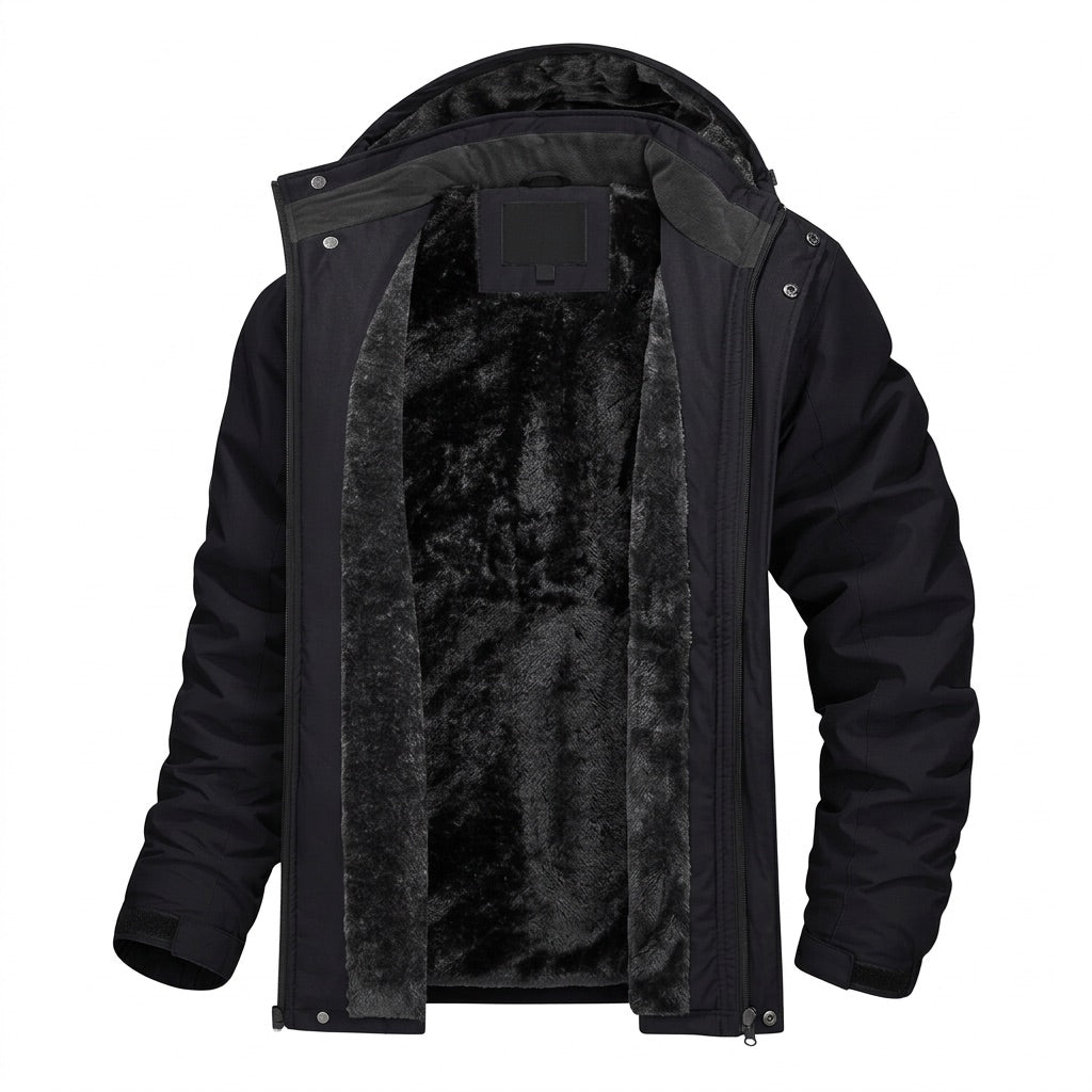 Winterjacke Herren mit Fleecefutter und Kapuze – Outdoor Parka – Vorderansicht