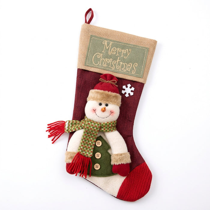Weihnachtsstrumpf mit 3D-Figur – Nikolausstiefel zum Aufhängen – Vorderansicht