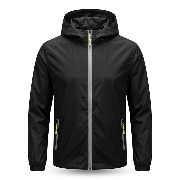 Windjacke Herren mit Kapuze – leichte Übergangsjacke – Vorderansicht
