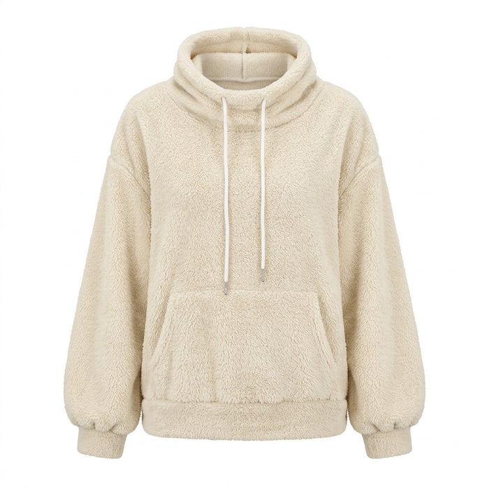 Plüsch Hoodie Damen oversized – flauschiger Kapuzenpullover – Vorderansicht