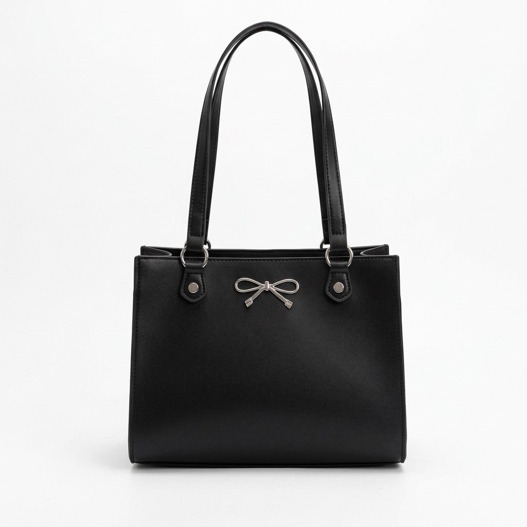 Handtasche Damen mit Schleife – Schultertasche mit viel Stauraum – Vorderansicht