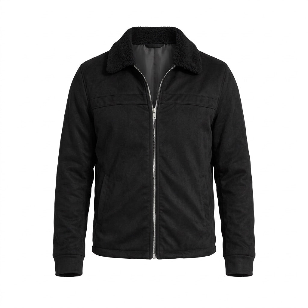 Herren Winterjacke mit Fleecekragen – Vorderansicht