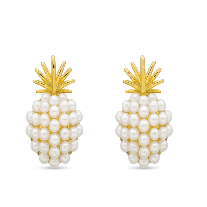 Ohrstecker Damen mit Perlen in Ananas-Form – verspielter Schmuck – Vorderansicht