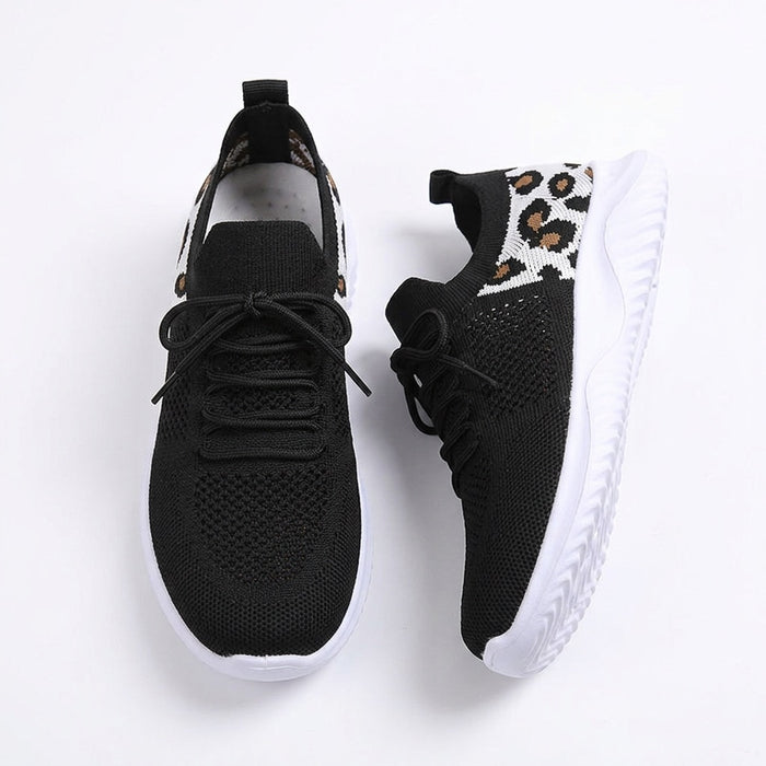 Sneaker Damen mit Leopardenmuster – Schnürschuhe – Vorderansicht