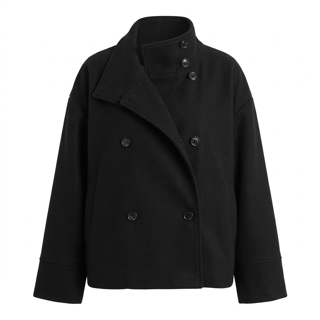 Kurzer Mantel Damen mit Stehkragen – Oversize Kurzjacke – Vorderansicht