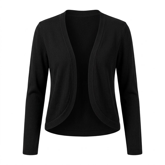 Kurzer Cardigan Damen offen – Bolero-Strickjacke – Vorderansicht