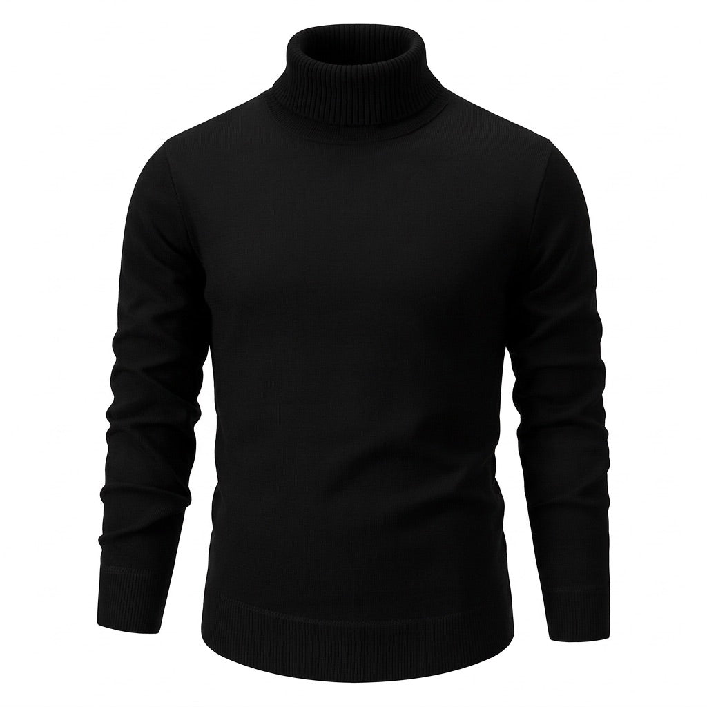 Rollkragenpullover Herren Regular Fit – Klassischer Strickpullover – Vorderansicht
