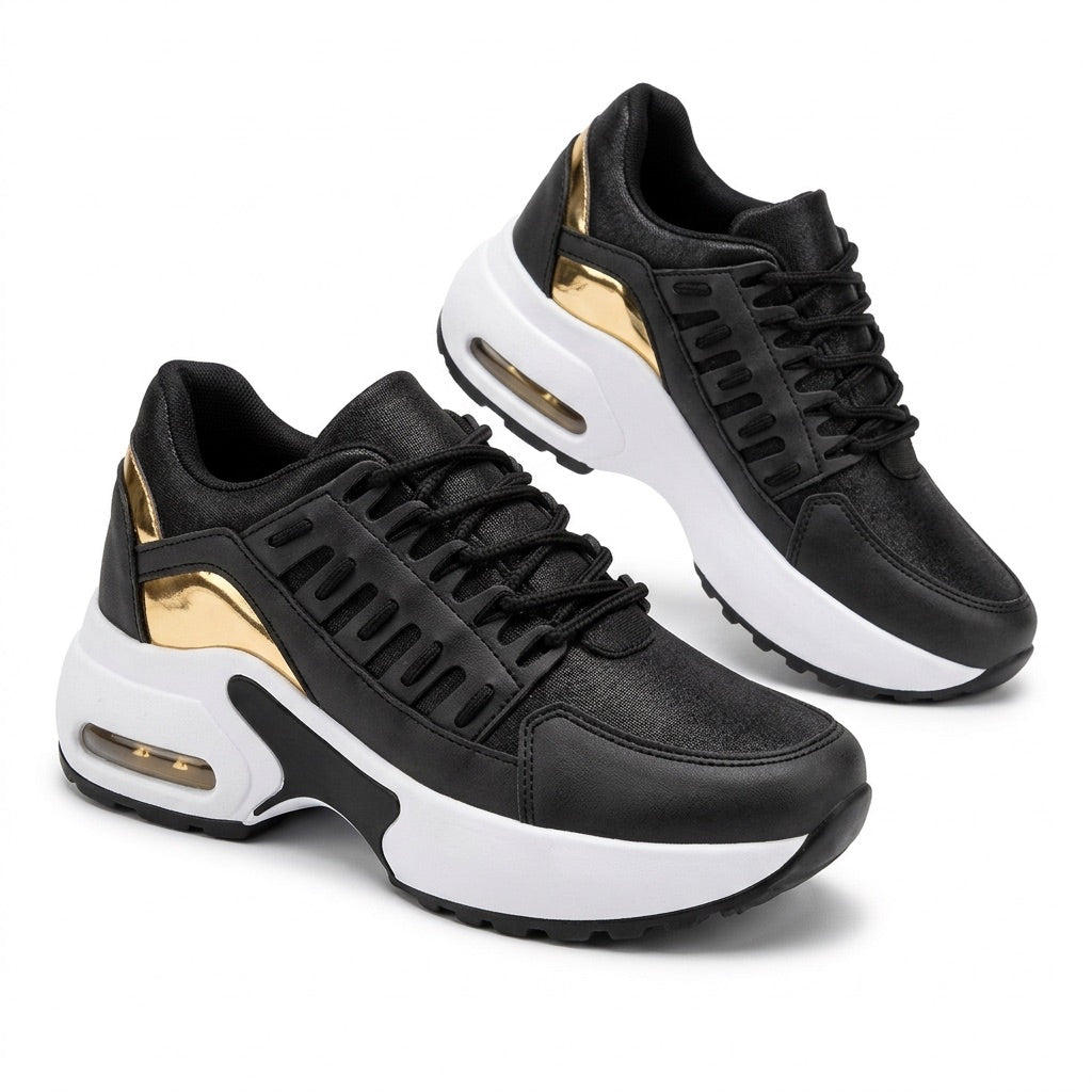 Keil-Sneaker Damen – Sportschuhe mit Keilabsatz – Vorderansicht