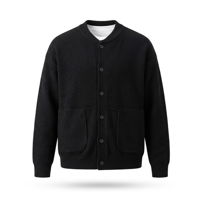 Strick-Cardigan Herren mit Knopfleiste – Strickjacke mit Rundhals – Vorderansicht