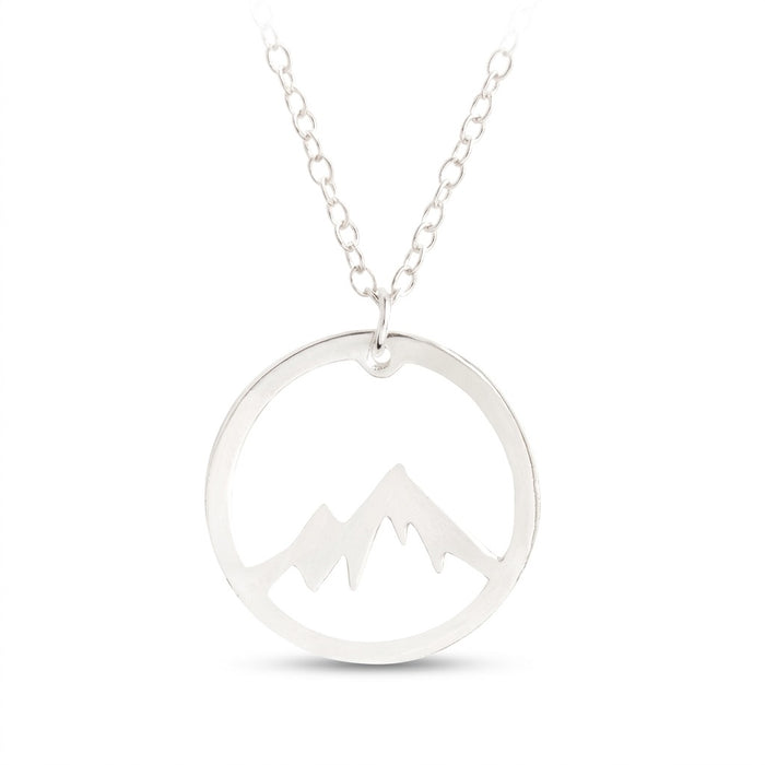Halskette mit Berg-Anhänger – minimalistische Kette Unisex – Vorderansicht