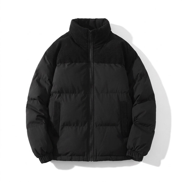 Pufferjacke Damen mit Stehkragen – Colorblock Winterjacke – Vorderansicht