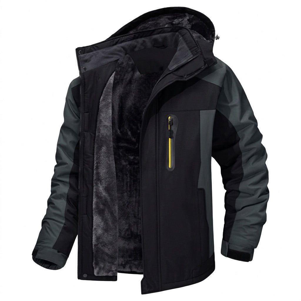 Winterjacke Herren mit Kapuze und Fleecefutter – Outdoorjacke – Vorderansicht