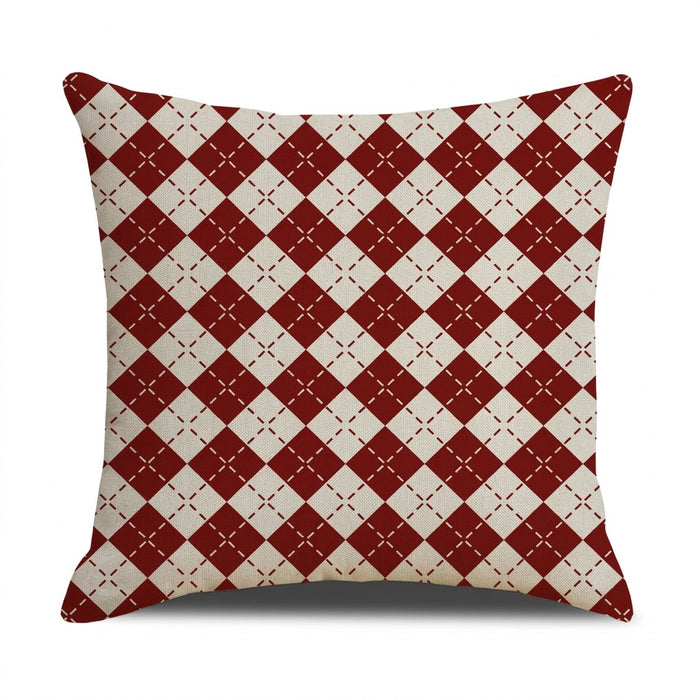 Kissenbezug Norweger-Muster 45 x 45 cm – weihnachtliche Kissenhülle in Rot-Weiß – Vorderansicht