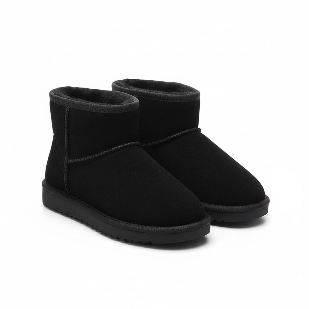 Winterstiefel Damen gefüttert – Kurze Boots mit Plüschfutter – Vorderansicht