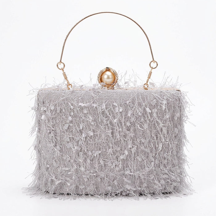 Abendtasche Damen mit Fransen – Party-Clutch mit Kette – Vorderansicht