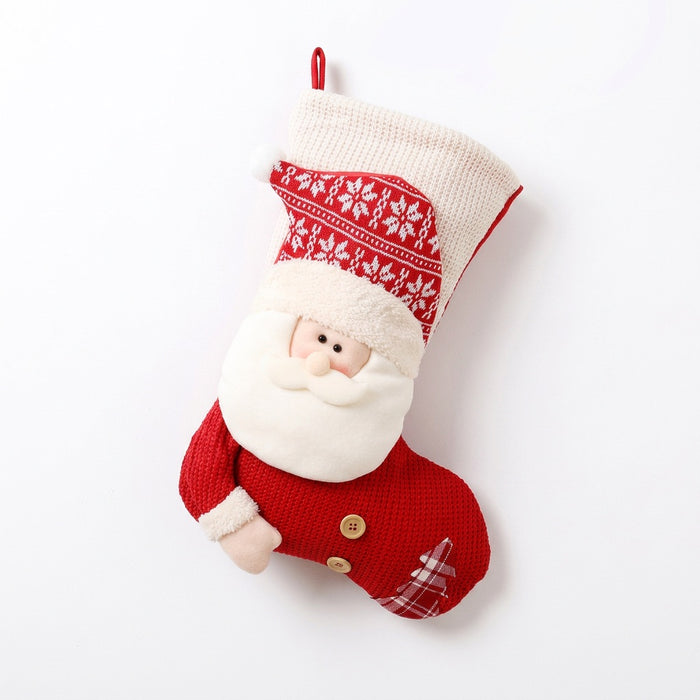 Nikolausstiefel gestrickt – großer Weihnachtsstrumpf zum Befüllen – Vorderansicht