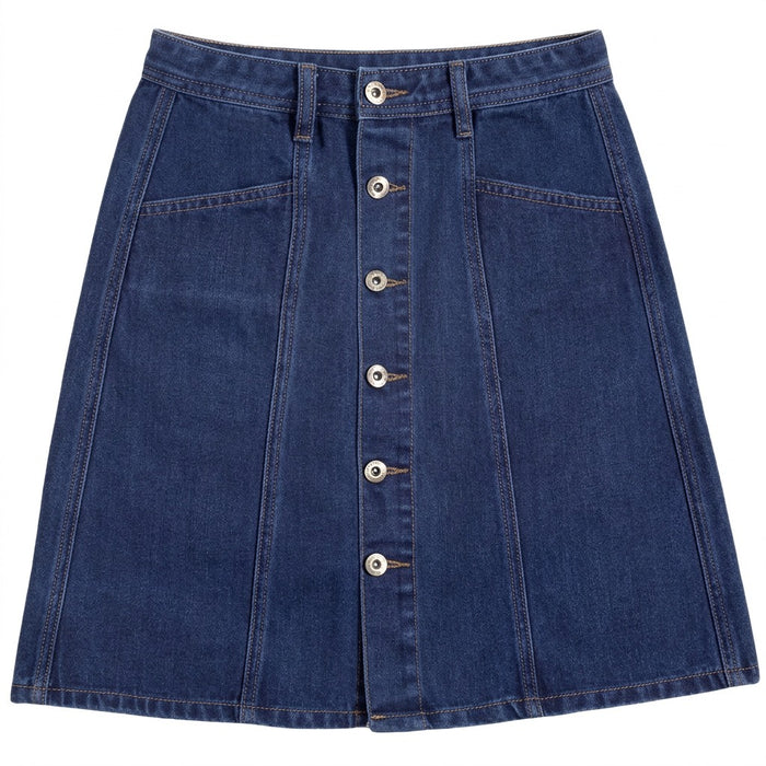 Jeansrock Damen midi mit Knopfleiste – A-Linien Rock – Vorderansicht